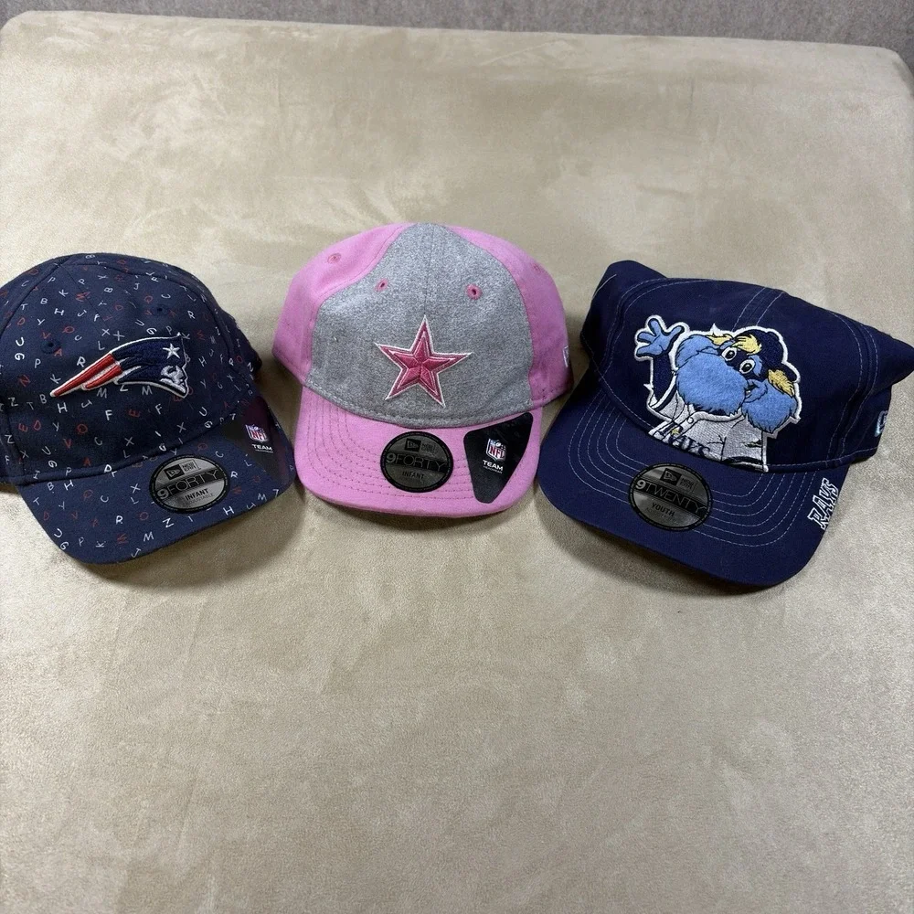 New Era Lot Of 3 NFL/MLB Baby Or Infant 9FORTY Multi Fit NFL Hat Cap NWT